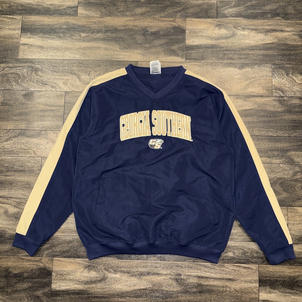 Georgia Southern Pullover V-Neck Sweatshirt Men's Size Medium Navy Blue & Gold